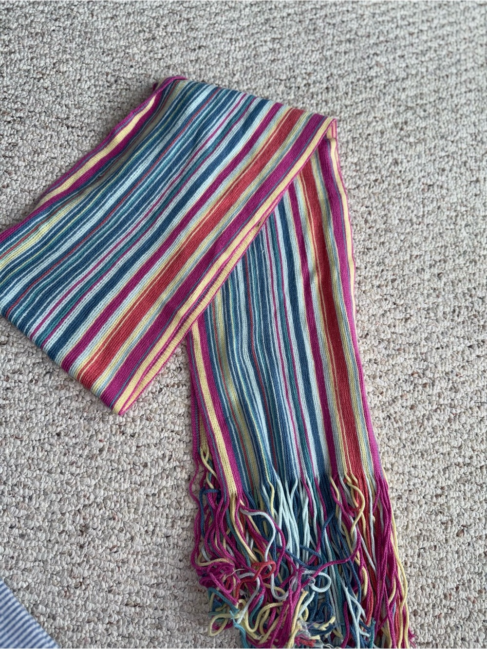 GAP Knit Striped Pastel Colors Long Scarf Fringe Soft Warm Winter vintage 90s